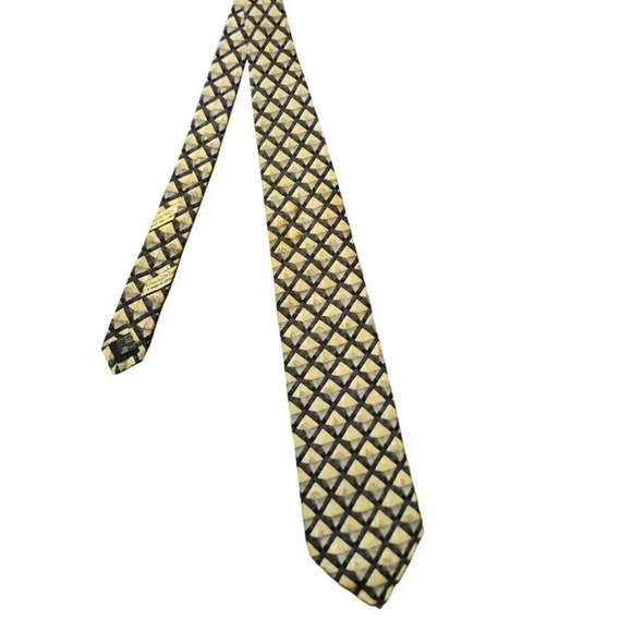 Vintage Ermenegildo Zenga Tie Gold Gray Patterns Made in Itlay 100% Silk - Picture 1 of 8